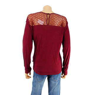 Voir photo 2 de Blouse bordeaux avec dentelle - Femme - BONOBO - Taille S Blouse bordeaux avec dentelle - Femme - BONOBO - Taille S Très bon état - Vue 2 -